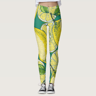 Lemon Fruit Vintag Nahtlose Illustration Leggings