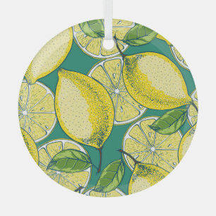 Lemon Fruit Vintag Nahtlose Illustration Ornament Aus Glas