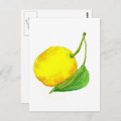 Lemon Fruit Watercolor Art Malerei Gelbe Zitrusfrü Postkarte (Vorne/Hinten)