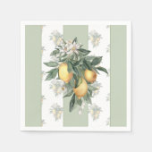 Lemon Fruit | Weiß und grün gestrichen Serviette (Vorderseite)