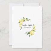 Lemon Fruit Yellow Summer Garden Wedding Einladung (Rückseite)