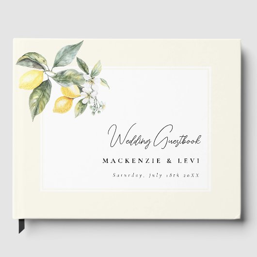 Lemon Garden Butter Yellow Wedding Gästebuch (Vorderseite)