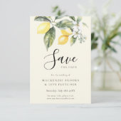 Lemon Garden Butter Yellow Wedding Save The Date (Stehend Vorderseite)