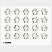 Lemon Garden Floral Monogram White Wedding Runder Aufkleber (Blatt)