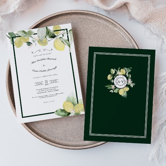 Lemon Garden Floral White Wedding Lässig Einladung