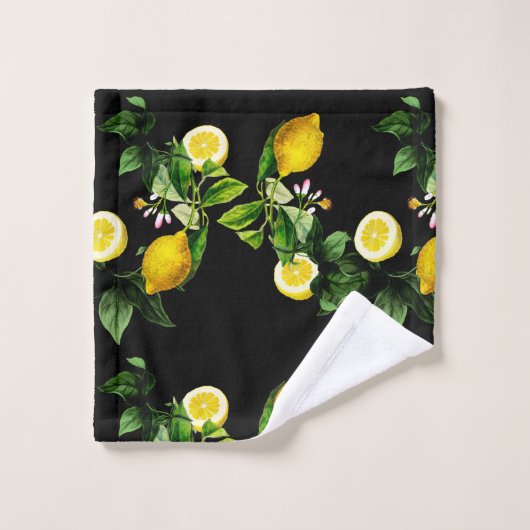 Lemon Garden Sommermuster Badhandtuch Set (Waschlappen)
