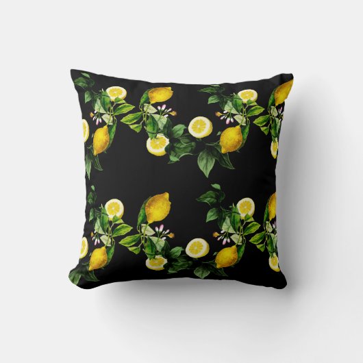 Lemon Garden Sommermuster Kissen (Vorderseite)