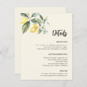Lemon Garden Wedding Details Einfache Eintrittskar Begleitkarte (Vorne/Hinten)
