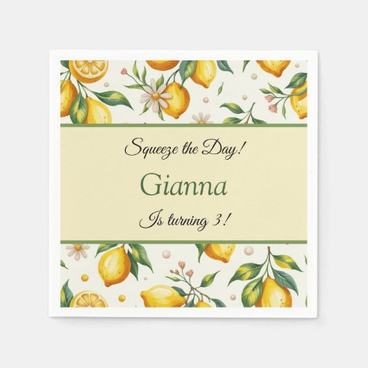 Lemon Geburtstag Napkins Squeeze der Tag Serviette (Vorderseite)