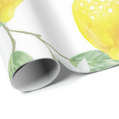 Lemon-Gelb-Blätter Grünes Muster Geschenkpapier (Rolleneckpunkt)