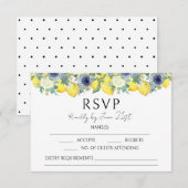 Lemon gelb bläulich Hochzeit RSVP Karten (Vorne/Hinten)