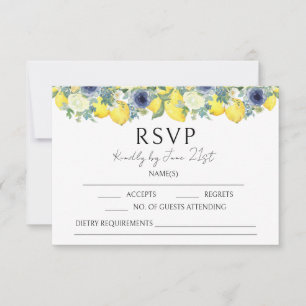 Lemon gelb bläulich Hochzeit RSVP Karten