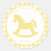 Lemon Gelb Gingham Geschlechtsneutraler Umschlag A Runder Aufkleber (Vorderseite)