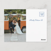 Lemon gelb und marineblau Hochzeit Vielen Dank Postkarte (Rückseite)