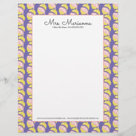 Lemon Gelb und Rosa Driving Summer Pattern Briefbogen