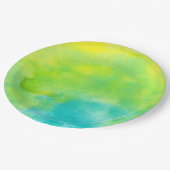 Lemon Gelb und Türkis Blau Pappteller (Schrägansicht)