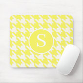 Lemon-Gelb-Weiß-Monogramm des klassischen Hahnentr Mousepad (Mit Mouse)