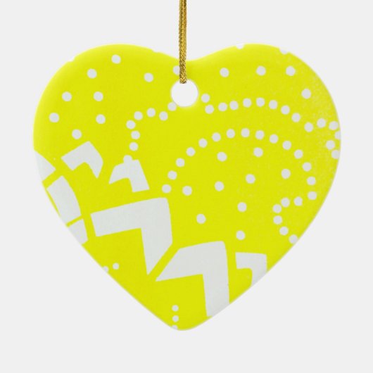 Lemon gelb zirtus grafisches Punktgeometrie Keramik Ornament (Hinten)