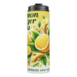 Lemon Ginger Tea Design AI Art Thermosbecher