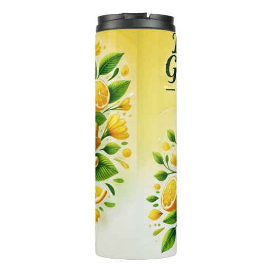 Lemon Ginger Tea Design AI Art Thermosbecher (Rückseite)