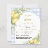 Lemon gingham blue bow boy Baby Shower invitation (Vorderseite)