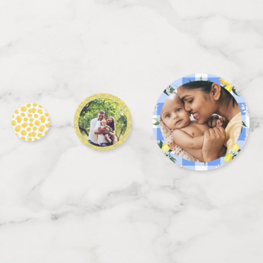 Lemon Gingham & Blue Summer Konfetti (Rückseiten)