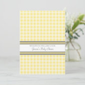 Lemon Gingham Custom Baby Shower Einladungen (Stehend Vorderseite)