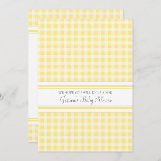 Lemon Gingham Custom Baby Shower Einladungen (Vorne/Hinten)