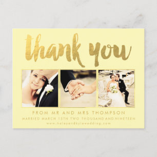 Lemon Gold Foil Vielen Dank Script Typografy Foto Postkarte
