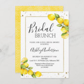 Lemon Gold Frame Bridal Brunch Brautparty Einladung (Vorne/Hinten)
