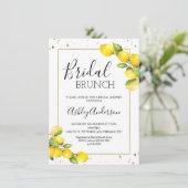 Lemon Gold Frame Bridal Brunch Brautparty Einladung (Stehend Vorderseite)