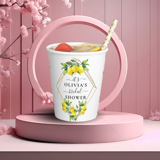 Lemon Gold Geometric Brautparty Paper C Pappbecher