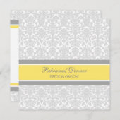 Lemon Grau Damask Probe Abendessen Party Einladung (Vorne/Hinten)