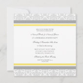 Lemon Grau Damask Probe Abendessen Party Einladung (Rückseite)