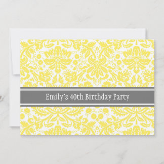 Lemon Gray 40. Geburtstagsfeier Party Einladung