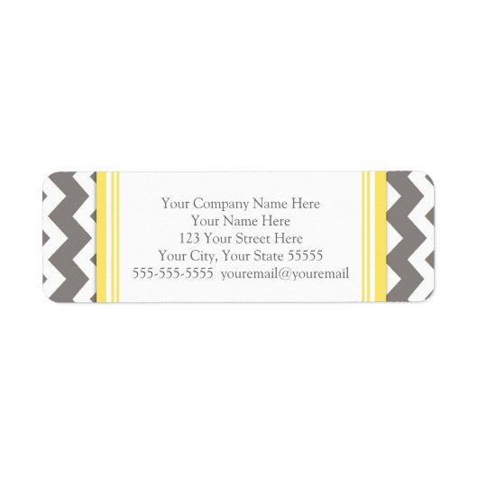 Lemon Gray Chevrons Business Contact Info Labels (Vorne)