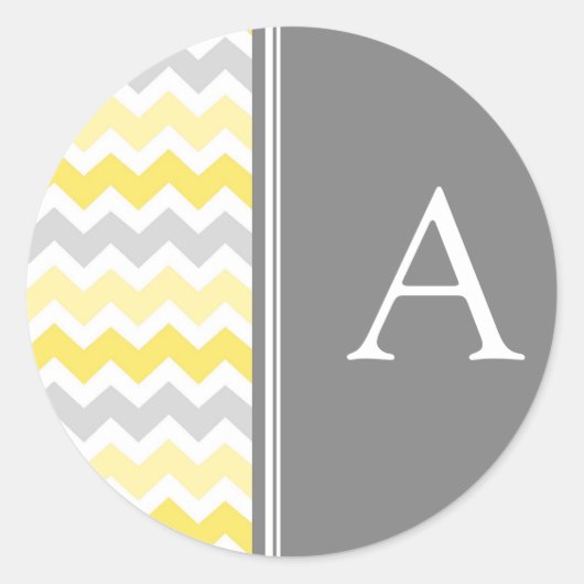 Lemon Gray Chevrons Monogram Umschlag Aufkleber (Vorderseite)