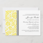 Lemon Gray Damask Bat Mitzvah Einladungen (Rückseite)
