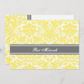 Lemon Gray Damask Bat Mitzvah Einladungen (Vorne/Hinten)