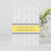 Lemon Gray Damask Bridal Lunch Einladungskarten (Stehend Vorderseite)