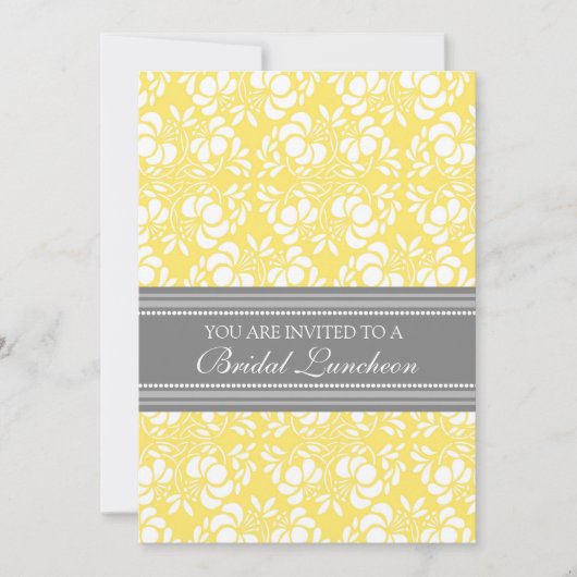 Lemon Gray Damask Bridal Lunch Einladungskarten (Vorderseite)
