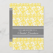 Lemon Gray Damask Bridal Lunch Einladungskarten (Vorne/Hinten)