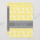 Lemon Gray Damask Custom Baby Shower Einladungen (Vorne/Hinten)