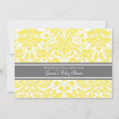 Lemon Gray Damask Custom Baby Shower Einladungen (Vorderseite)