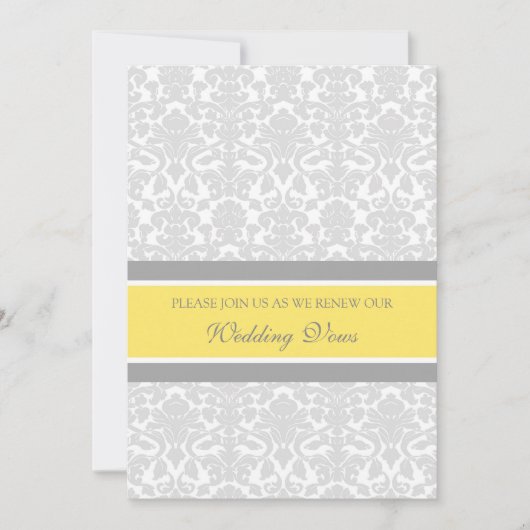 Lemon Gray Damask Hochzeitstag Erneuerbare Einladu Einladung (Vorderseite)