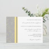 Lemon Gray Floral Wedding Cards Einladung (Stehend Vorderseite)