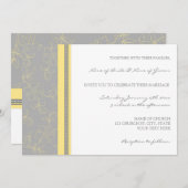 Lemon Gray Floral Wedding Cards Einladung (Vorne/Hinten)