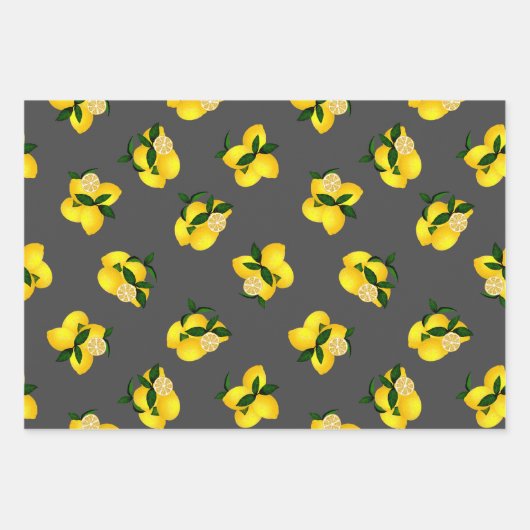 Lemon Gray Gingham Geschenkpapier Set (Vorderseite)