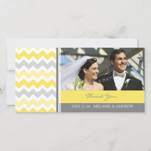 Lemon Gray Vielen Dank für Ihre Hochzeit Foto Card Dankeskarte (Vorderseite)