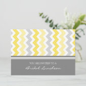 Lemon Gray Zickzack Bridal Lunch Einladung Karte (Stehend Vorderseite)